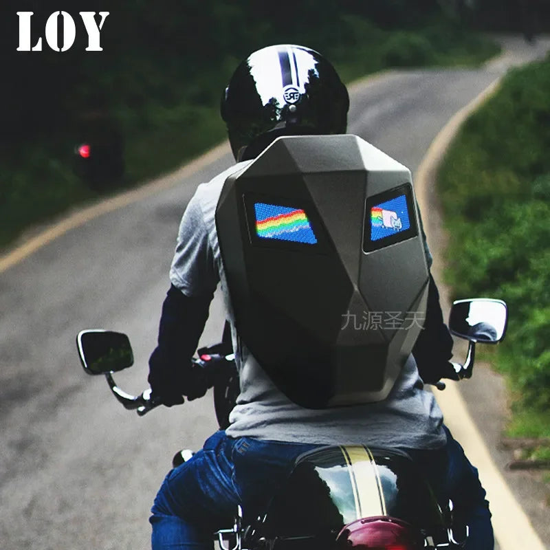 LED Locomotive Backpack Display Scree Business Travel Laptop Backpack Men Outdoor Expanded Motorcycle Cycling Backpack for Woman