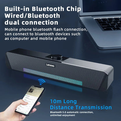 TS33 Wireless Bluetooth 5.0 Speaker Home Movie Surround Sound Bar Audio Speaker for Desk Computer Subwoofer